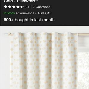 Pillowfort White and Gold Patterned Curtains